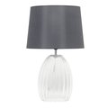 Lalia Home 17.63" Contemporary Fluted Glass Bedside Table Lamp with Gray Fabric Shade, Clear LHT-4019-GY